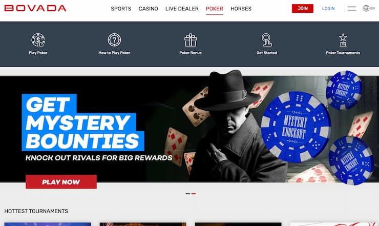 A view of the poker site on Bovada, one of the best poker platforms. 